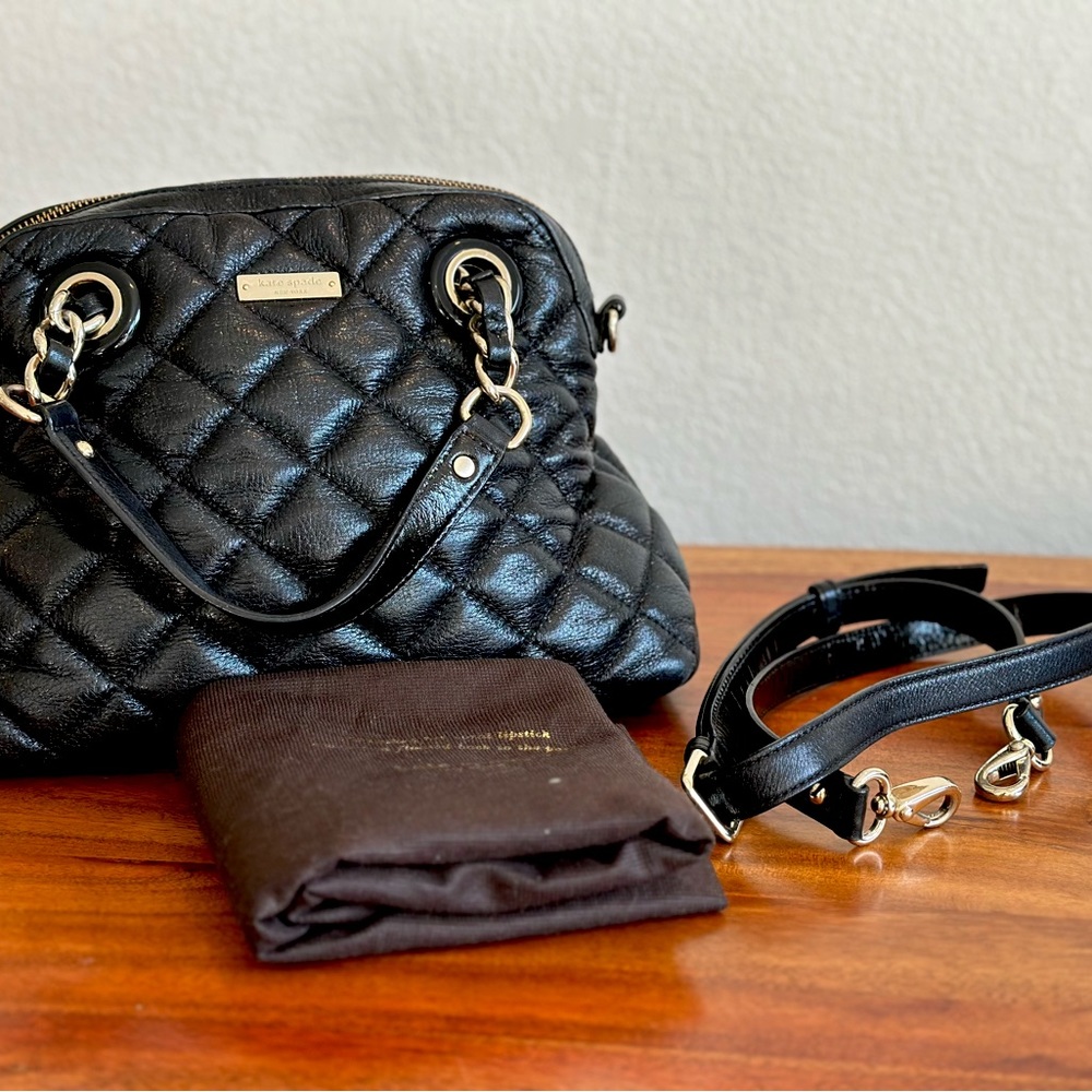 Kate Spade ‘Gold Coast Small Regina’ Black Quilted Leather.